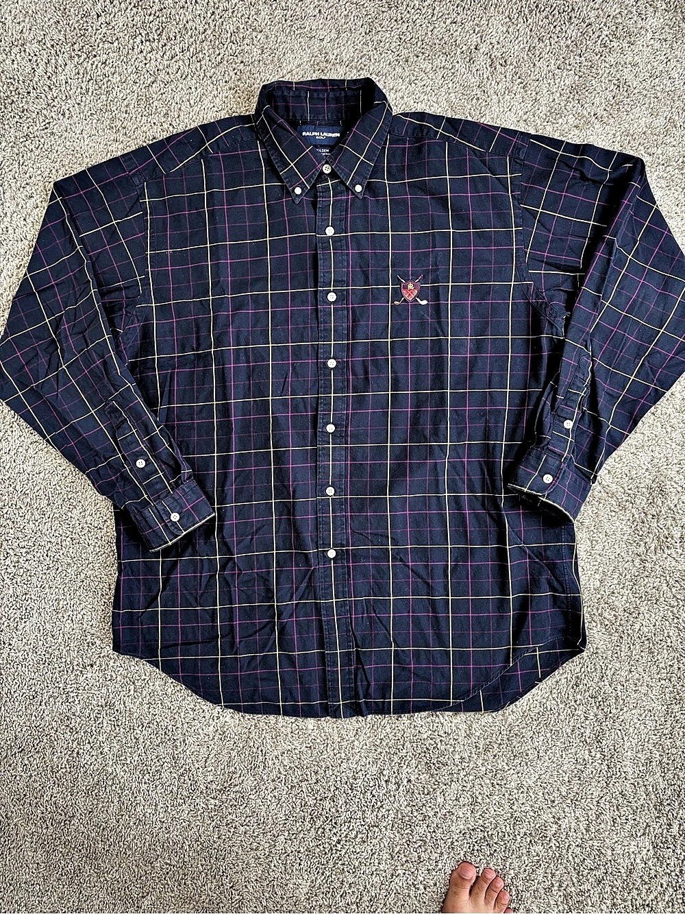 Ralph Lauren RLX Golf Plaid Cotton Shirt Size Large